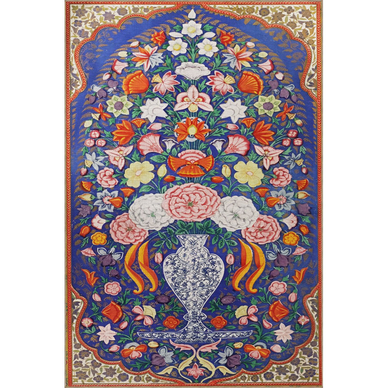 Tapis multicolore bleu à motif floral et rose, Tapis de couloir 3 pi 3 po x 9 pi 10 po