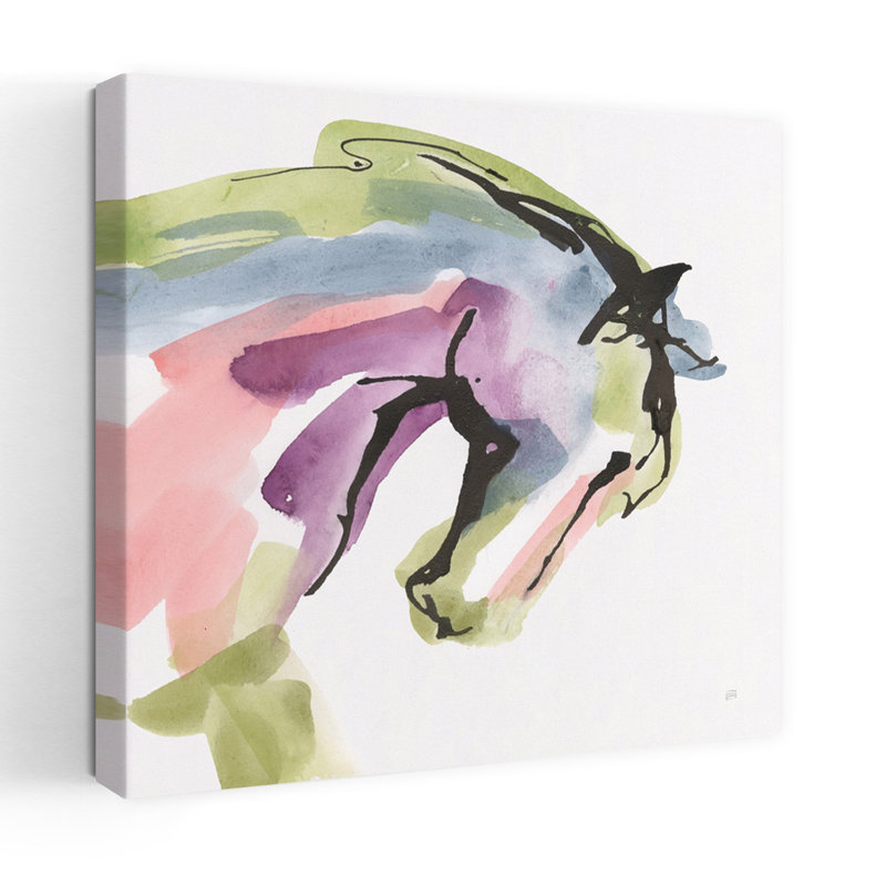 Chevaux rois contemporains I avec art abstrait noir, H 18 po x l 18 po