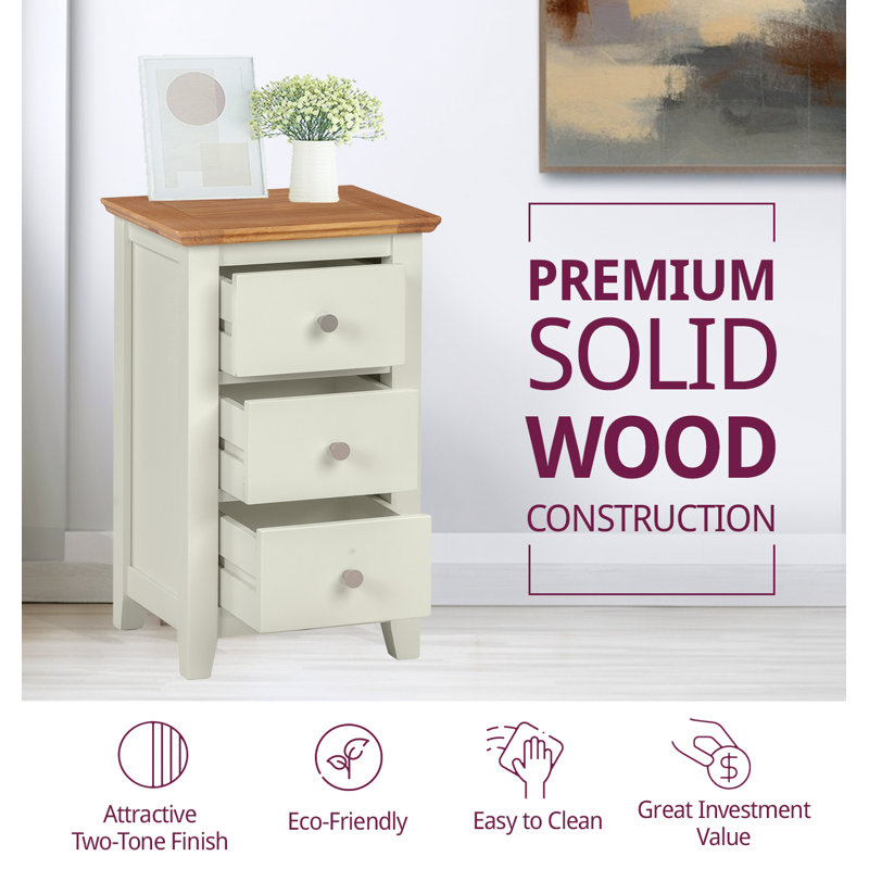 Eleanor Bedside Table, White/Natural