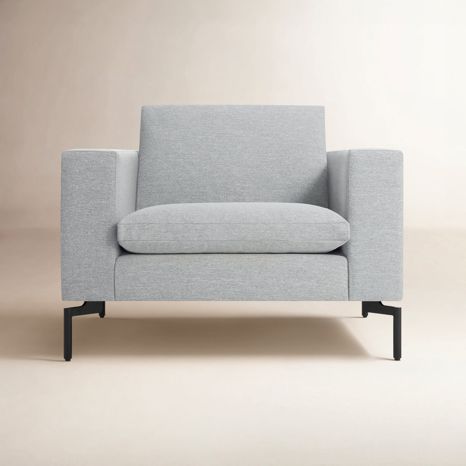 New Standard Upholstered Armchair, Black, Gray Polyester Blend