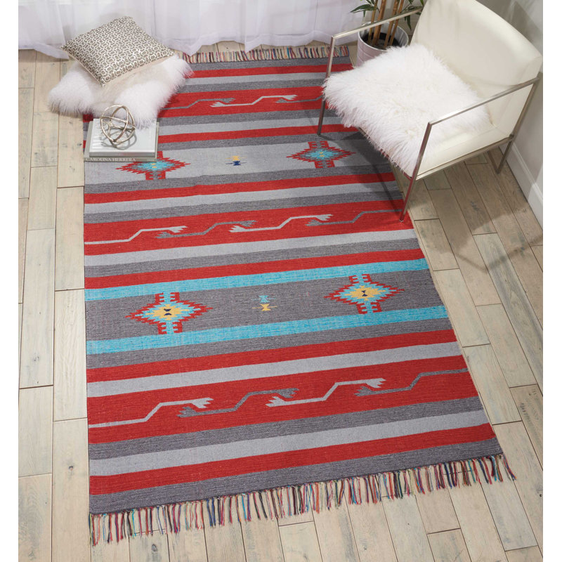 Tapis gris fait à la main Farrah, Rectangle 6 pi 6 po x 9 pi 6 po