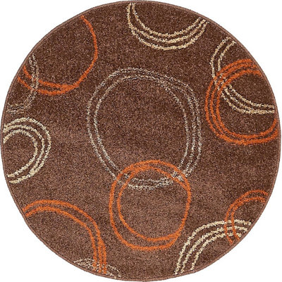 Tapis brun à motif abstrait Jachim