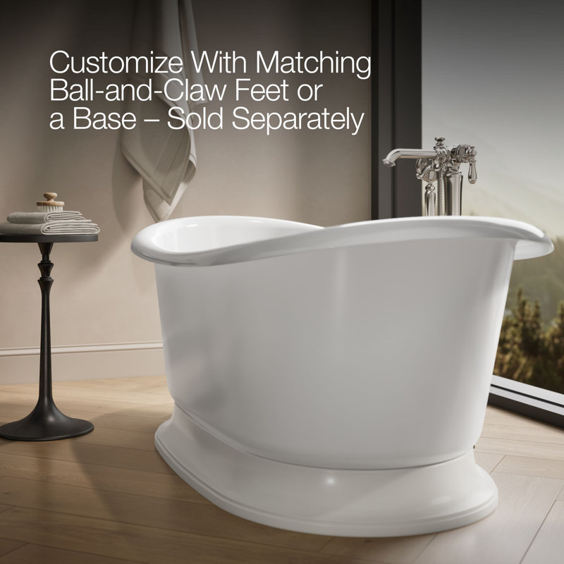 Artifacts® 66" x 33" Pedestal Soaking Cast Iron Bathtub, White