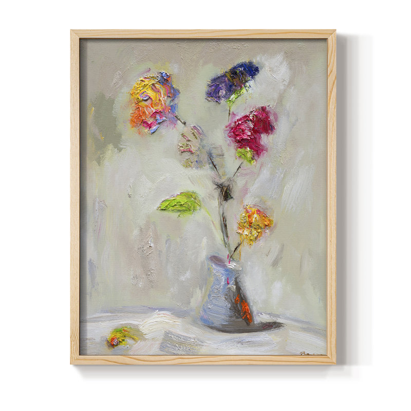 Imprimé floral néoplitanien - bois massif, H 15 po x l 12 po