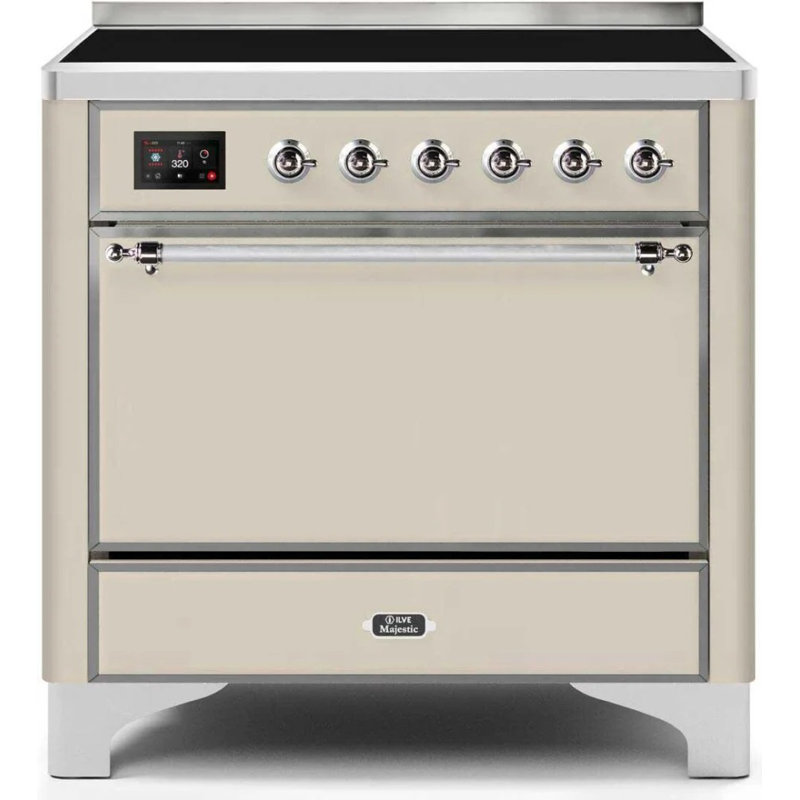 Majestic Ii 36 Inch Freestanding Induction Range, Antique White/Chrome