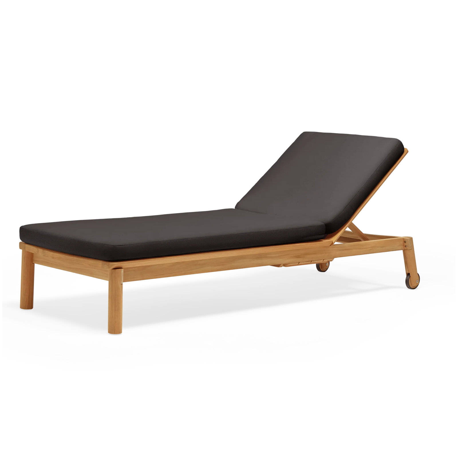 Haven 27.5'' Outdoor Teak Chaise Lounge, Sunbrella Coal