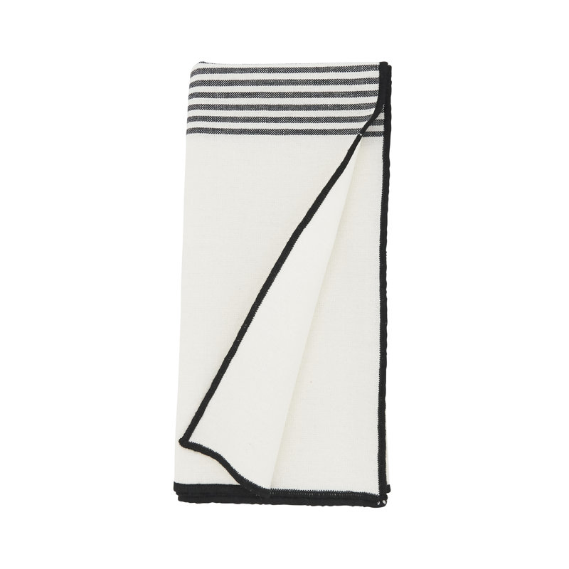 White and Black Striped Cotton Napkin Set of Four