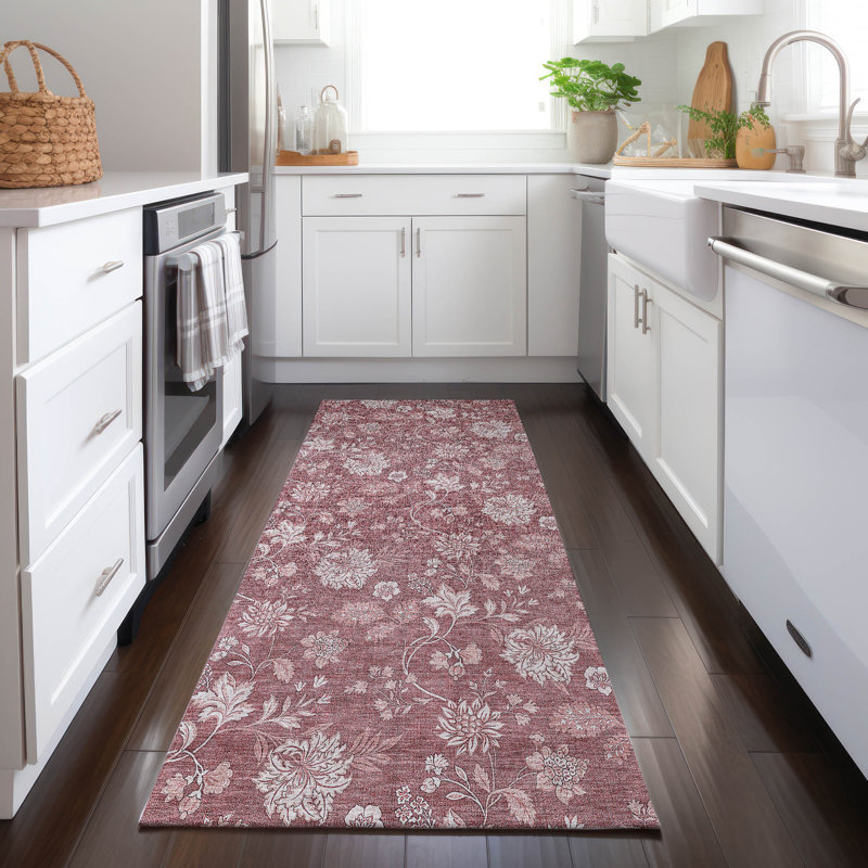 Myqueal Washable Floral Indoor / Outdoor Rug, Runner 2'3" x 7'6"