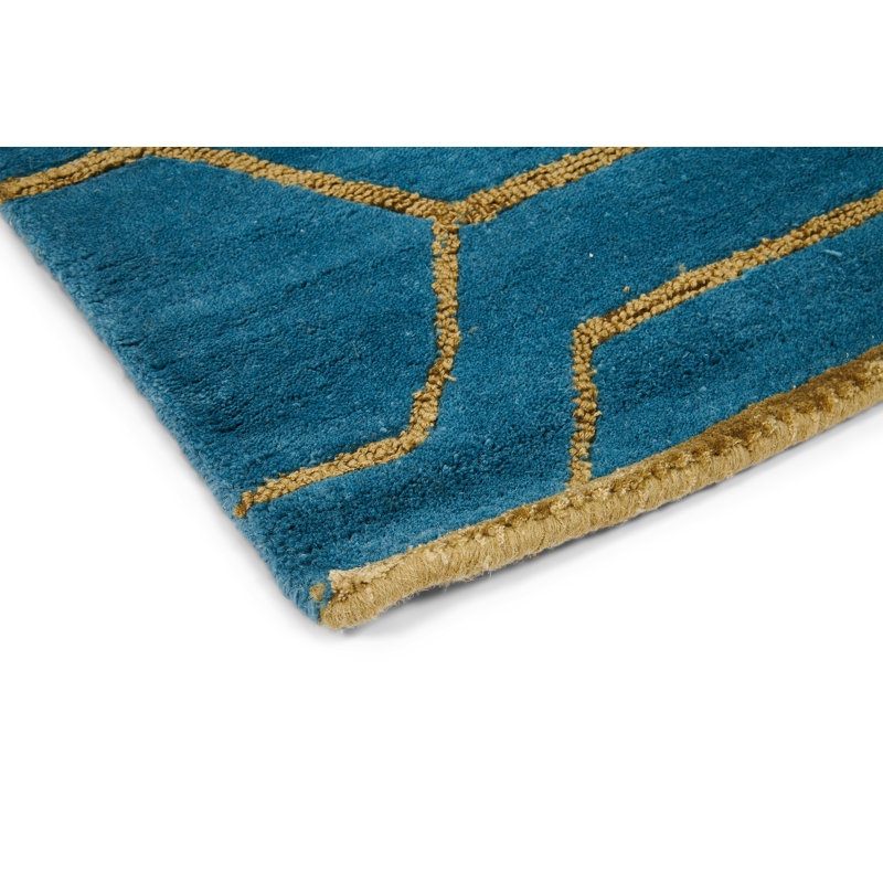 Arris Geometric Area Rug in Teal/Yellow, Rectangle 8'2" x 11'6"