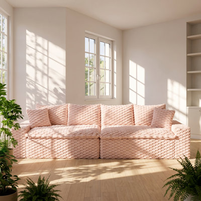 Luxury 120.08" W x 35.43" D x 36.22" H Pink Turtle Velvet Modular 4-Seat Sofa