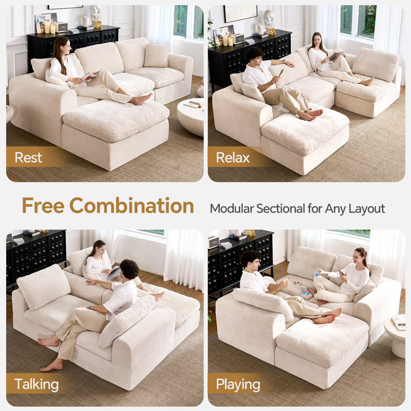 Latitude Run® Boneless Cloud Sectional Couches for Living Room ...
