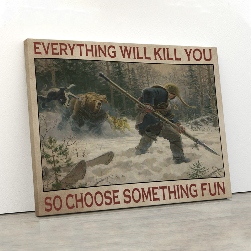 Hunting - Choose Something Fun Gallery Wrapped Canvas - Inspirational Quotes And Sayings Decor, Moss And Red Home Decor