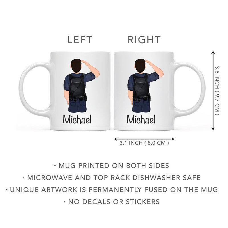 Tasse à café personnalisée, Oui, Policier blanc / noir 29