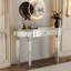 47" Half-moon Mirrored Vanity For Bedroom Or Dressing Room, Fluted Glass Panel, Crystal Knob Drawer, Grey+silver, Structure, Multi - Space Adaptability Table And Frame, Function