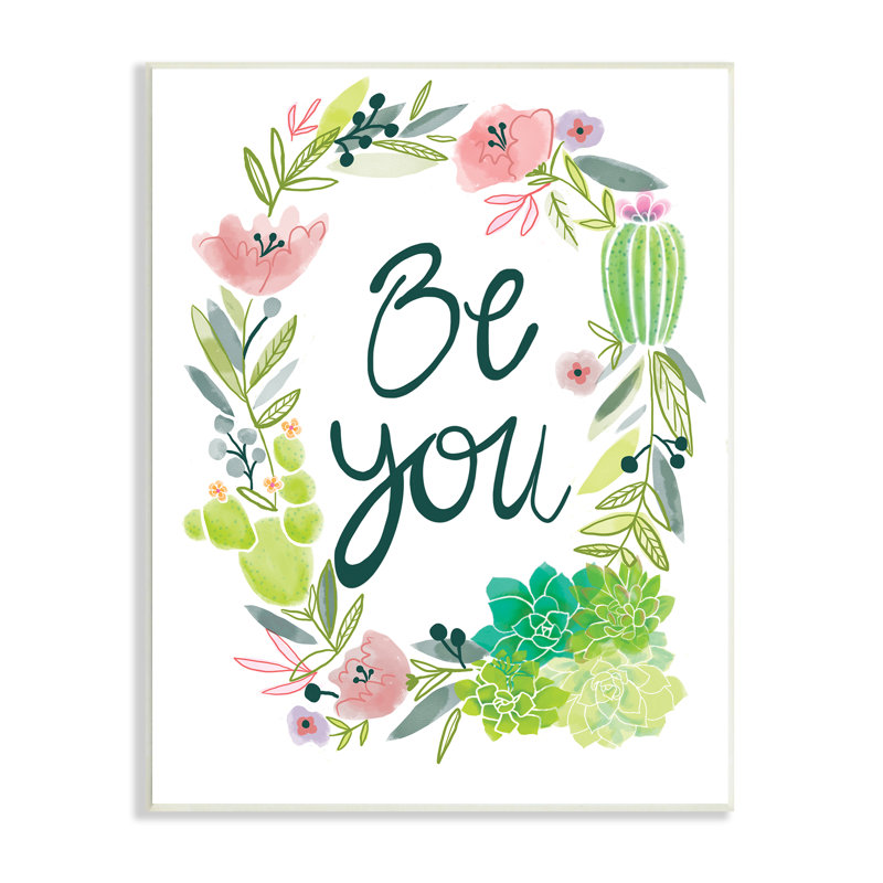 Couronne de fleurs de cactus «Be You» Western par Dessert - Art graphique, H 15 po x l 10 po, Plaque murale