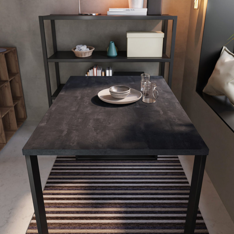 Keylli Metal Base Dining Table, Dark concrete