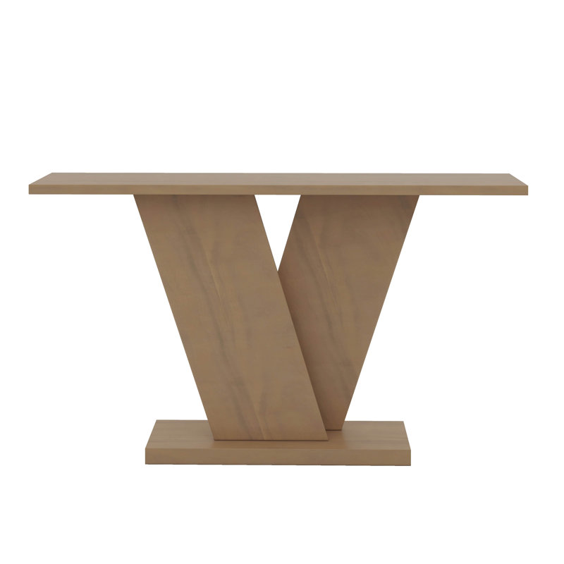 Modern  Console Table With V-Base Design, Brown