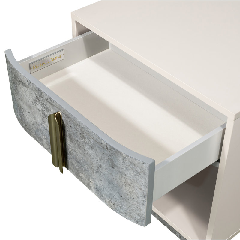 Pavira 1-Drawer Nightstand With LED Lights - Stone