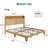 King Bed Frame with Natural Rattan Headboard, Bohemian Bed Frame with LED Lights & Charging Station, 2 Tier Storage Headboard,Under Bed Storage, No Box Spring Needed-562551929