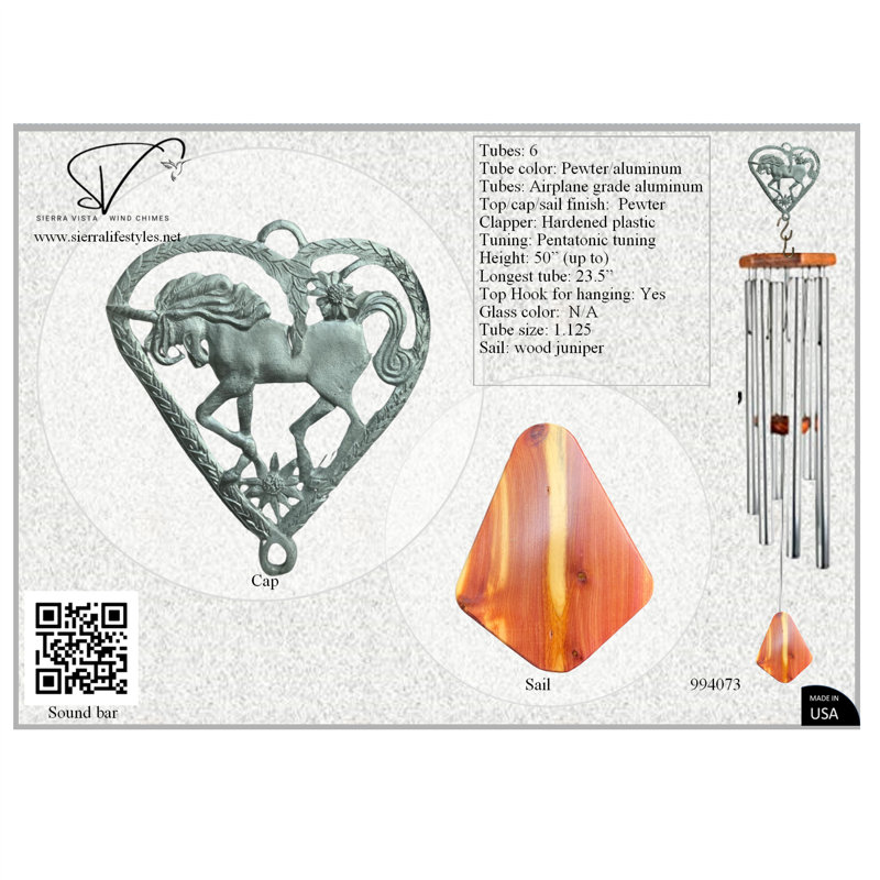 Licorne 50 po / cœur - tube - bois