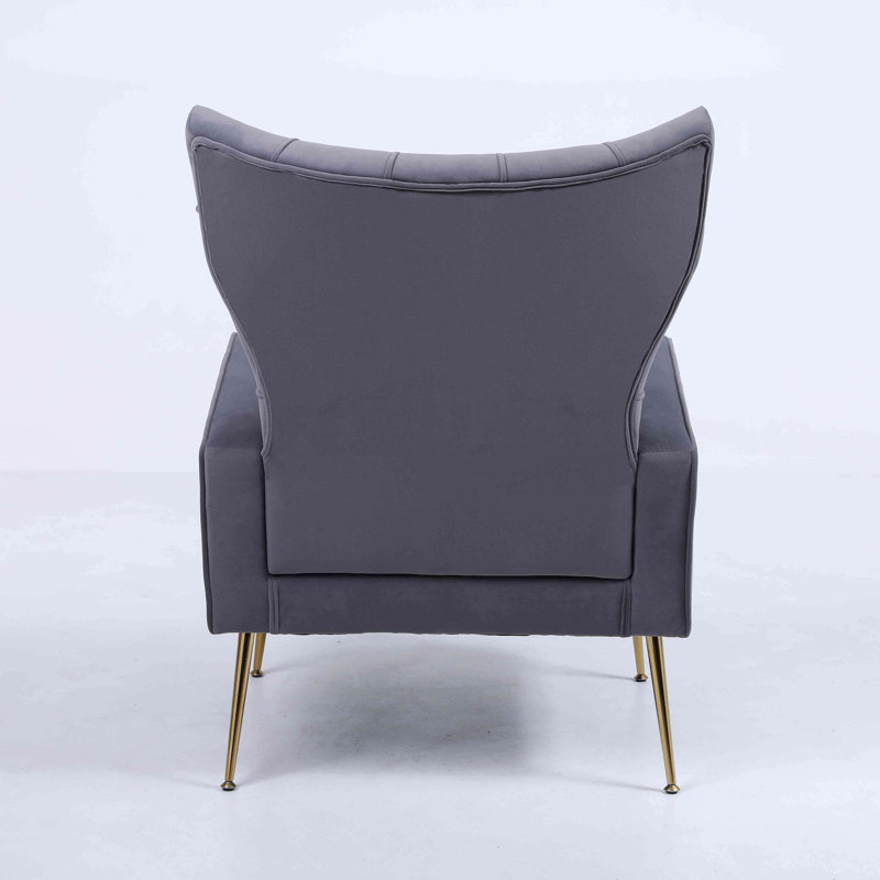 Fauteuil d'appoint moderne capitonné avec repose-pieds, Gris foncé