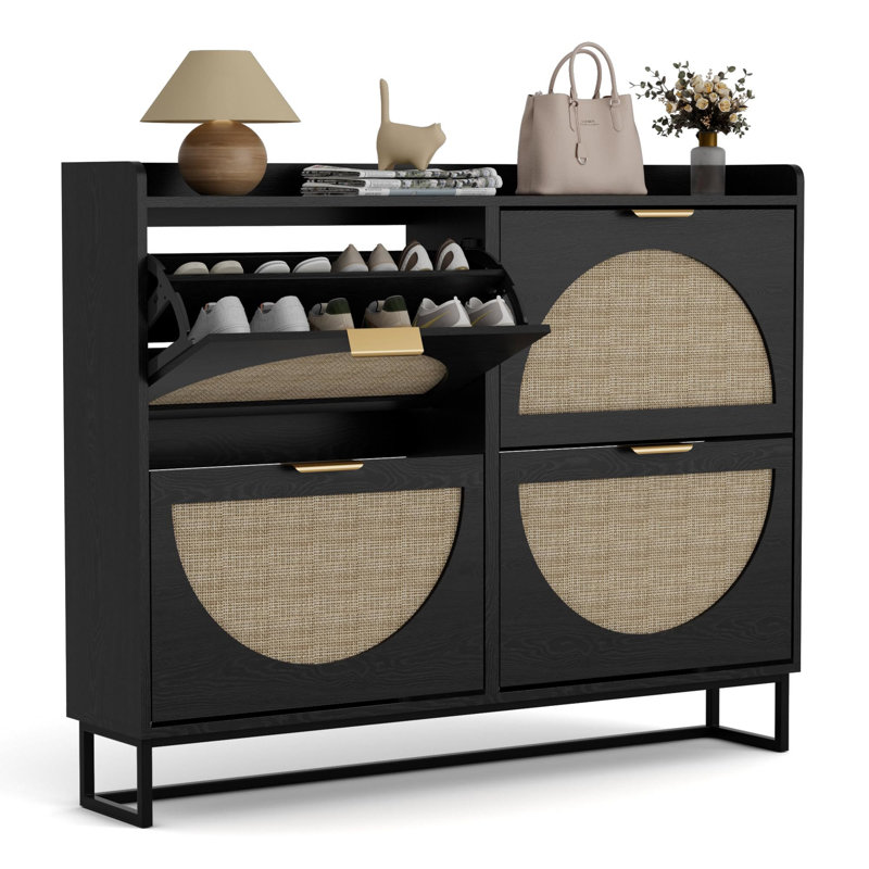 20 Pair Shoe Storage Cabinet, Black