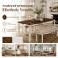 Table de salle à manger extensible Vonnie 59"-77" pour 4 à 6 personnes, table de cuisine rectangulaire en placage de chêne avec pieds en hévéa massif, style ferme moderne-1962234823