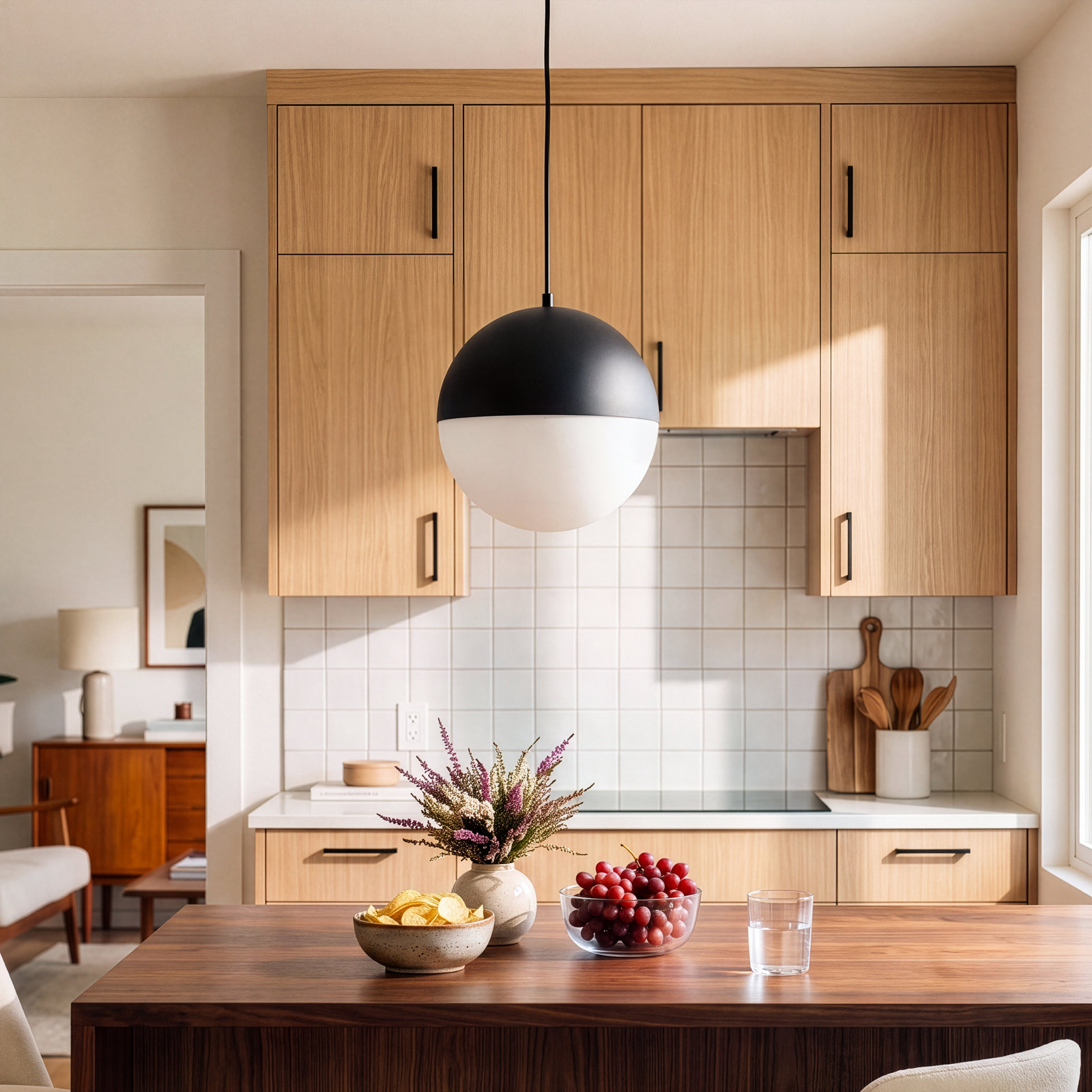 Hastings Dimmable Single Light Pendant, Black, 12.25" H x 11.75" W x 11.75" D