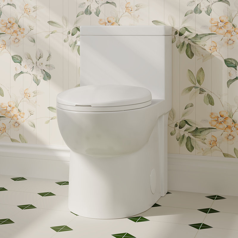 Oakshire Elongated One-Piece Toilet w/ Glazed Surface, 17.3" Comfortable Height, 1.28 GPF WaterSense Tornado Flush MaP 1000g, 12-inch Rough-in