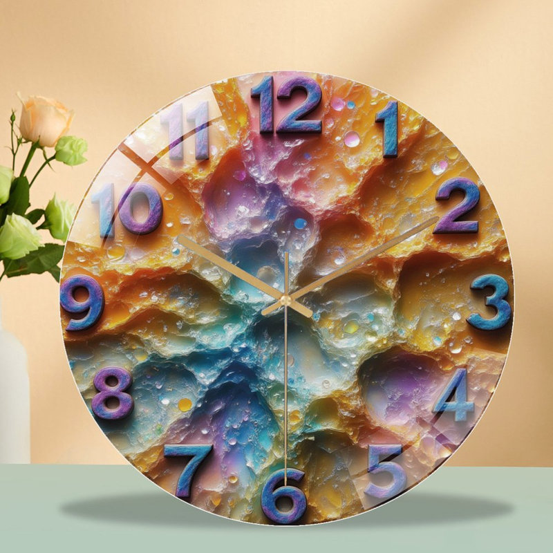 Horloge numérique avec texture irisée - horloge murale moderne en verre 12 po
