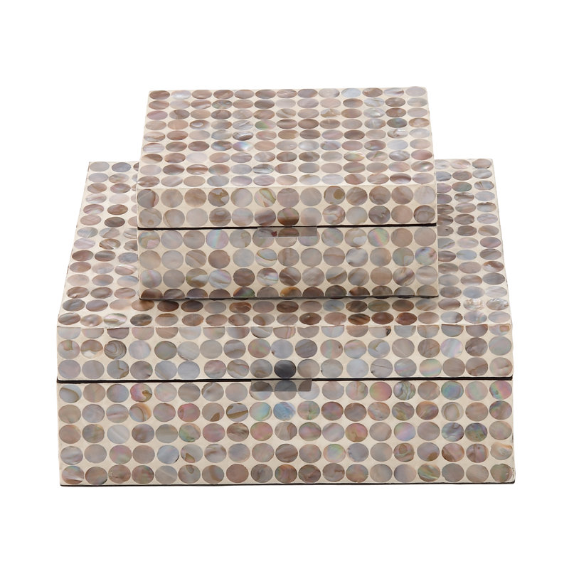 Juliette Brown and Gray Handmade Wood Lidded Box Set
