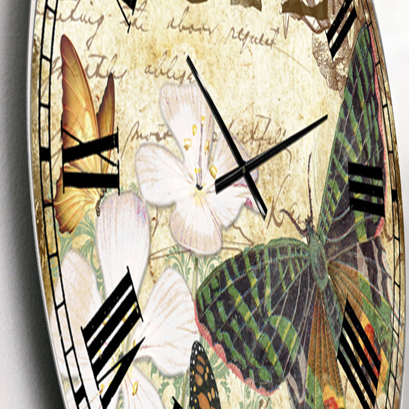 Inspirational Butterflies Hope - Large Cottage Wall Clock, Small