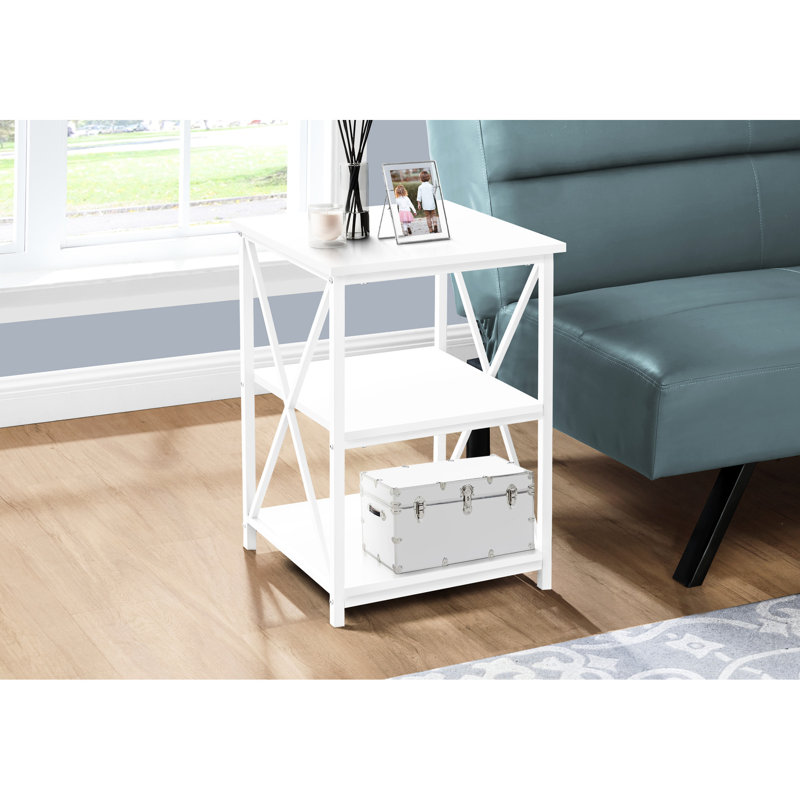 3 tables d'appoint en stratifié blanc pour tables de bout de chambre à coucher et de salon avec 3 tables d'appoint