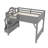 Full Size Loft Bed with Built-in Wardrobe and Storage Shelves, Solid Wood Loft Bed with Guardrails and Stairs, No Box Spring, Gray-717667049-717667060