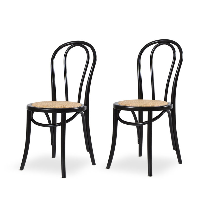 Chaise en bois massif français, Noir