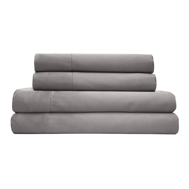 Ensemble de draps en micro-fibre, Argent, Ensemble de draps pour grand lit + un drap-housse 