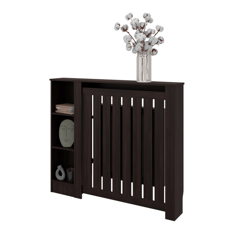 Armoire pour radiateur, 3 tablettes, wengé noir