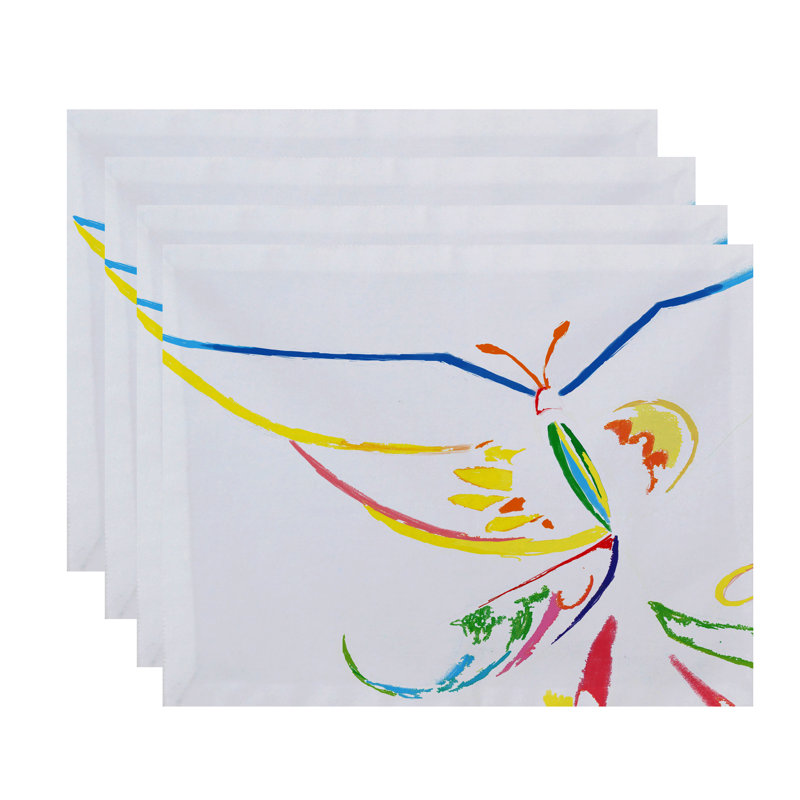 Ensemble de napperons décoratifs 4 pièces, Rouge / Jaune / Vert / Bleu