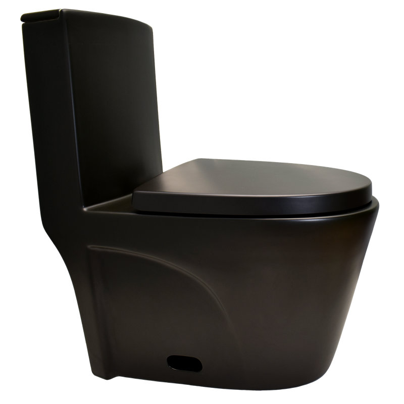 Alpha International 1.28 Gallons GPF Elongated Comfort Height Floor Mounted One-Piece Toilet (Seat Included), Matte Black