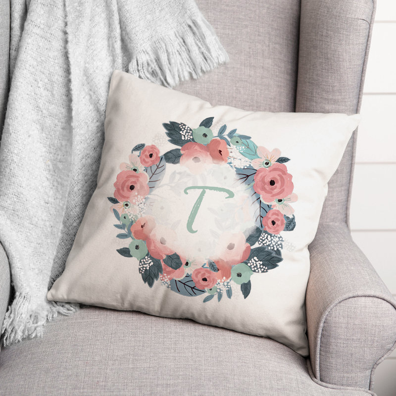 Housse et insert de coussin carré Monogram Wreath, T