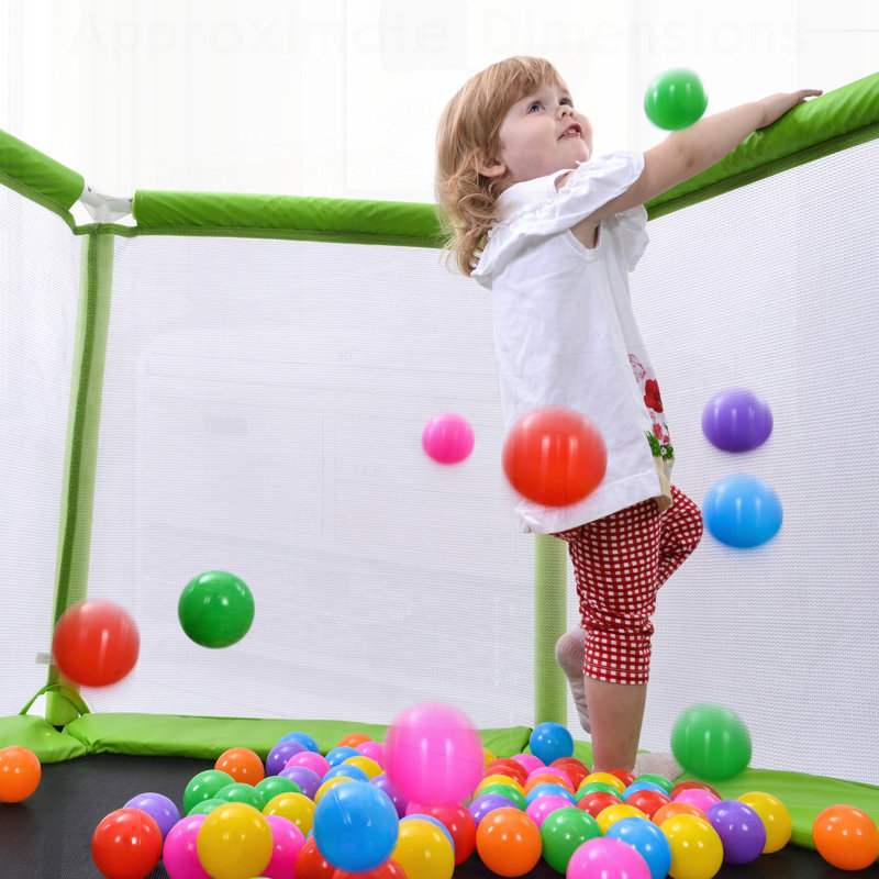 Trampoline pour tout-petits avec filet de sécurité et balles, parfait pour s'amuser à l'intérieur et à l'extérieur, jouer en toute sécurité