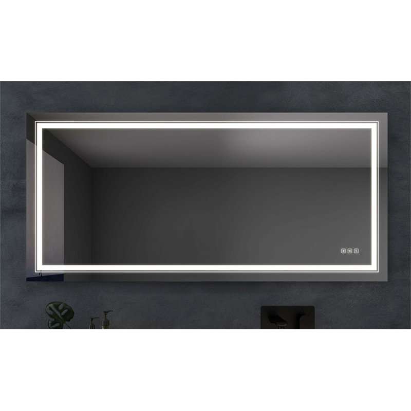 Heeralal Bathroom LED Mirror Anti- Fog Mirror With Button, 54.72"W x 29.53"H