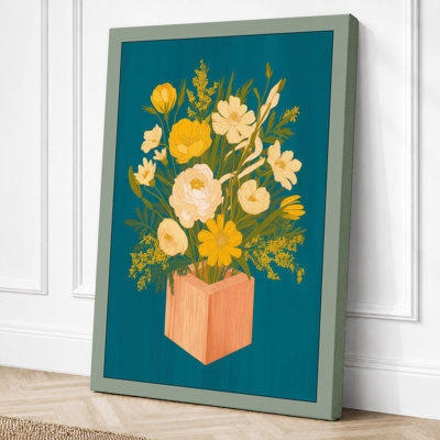 Peach Vase Floral Botanical 1 Piece Wrapped Canvas Wall Art