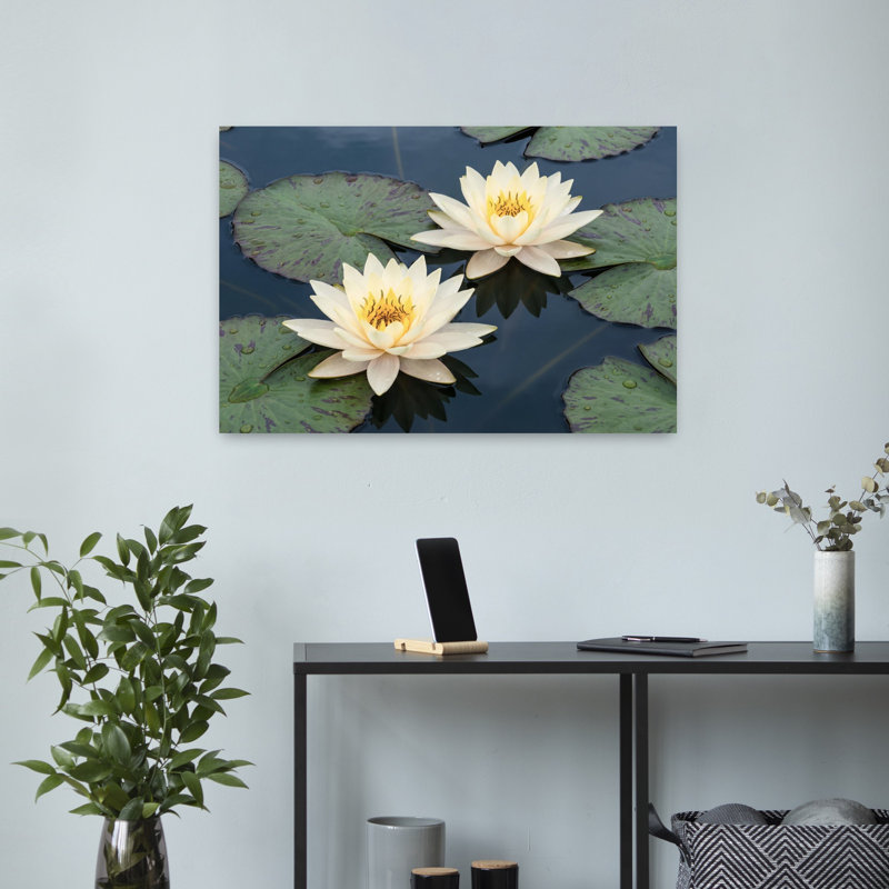 Art mural contemporain fleur de lis blanc, H 24 po x l 16 po