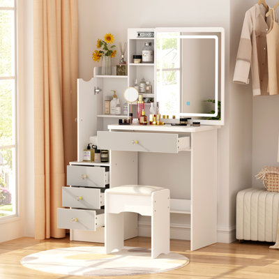 Ensemble de coiffeuse avec tabouret et miroir