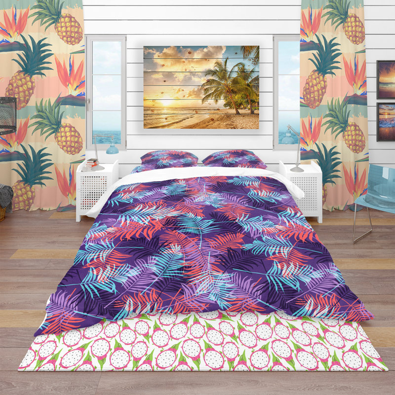Ensemble de housse de couette tropical, Housse de couette très grand + 2 taies décoratives