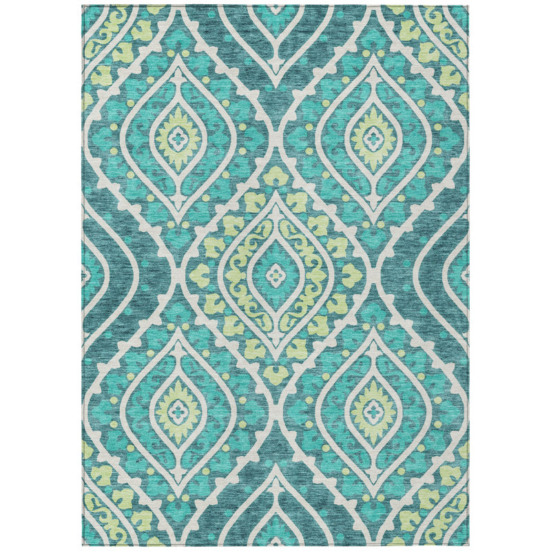 Alleigh Washable Paisley Indoor / Outdoor Rug, Rectangle 9' x 12'