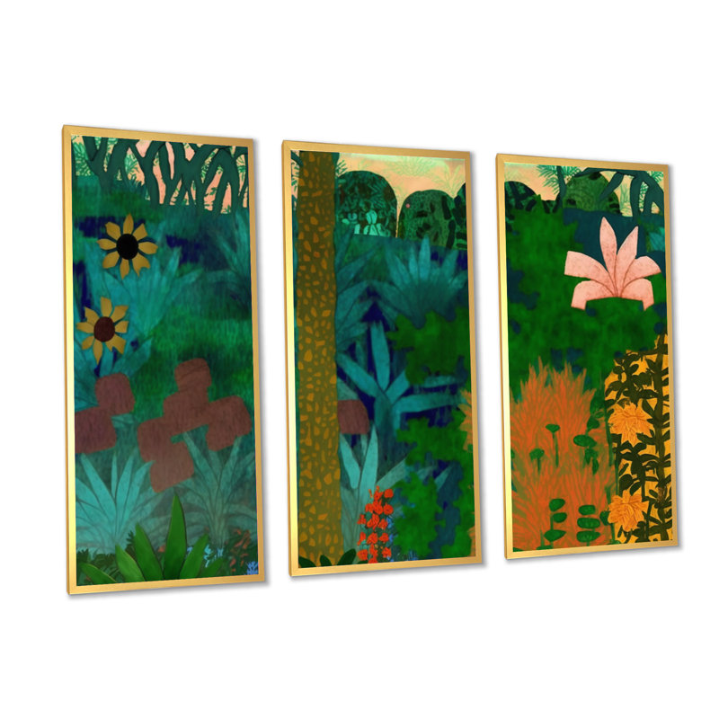 Floraison dans la jungle florissante - Floraison dans la jungle florissante - reproduction d'art sur toile 3 pièces