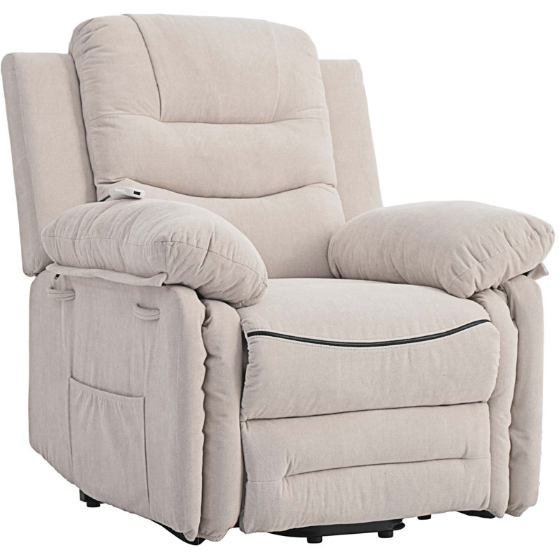 Fauteuil de massage inclinable électrique chauffant, Lin beige