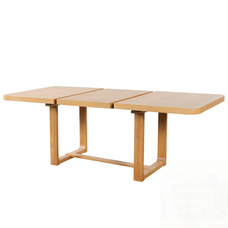 Table de salle à manger extensible en bois massif avec rallonge amovible, coins arrondis et rainures pour les intérieurs modernes et campagnards